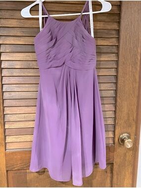 Azazie Lavender Midi Dress with Pleated Bodice